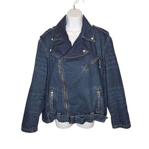 HIDDEN Jeans Los Angeles REBEL Dark Wash Relaxed Biker Denim Jean Moto Jacket M